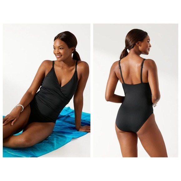 NWT Tommy Bahama Pique Colada Wrap Front Swimsuit Size 10 - Picture 1 of 8